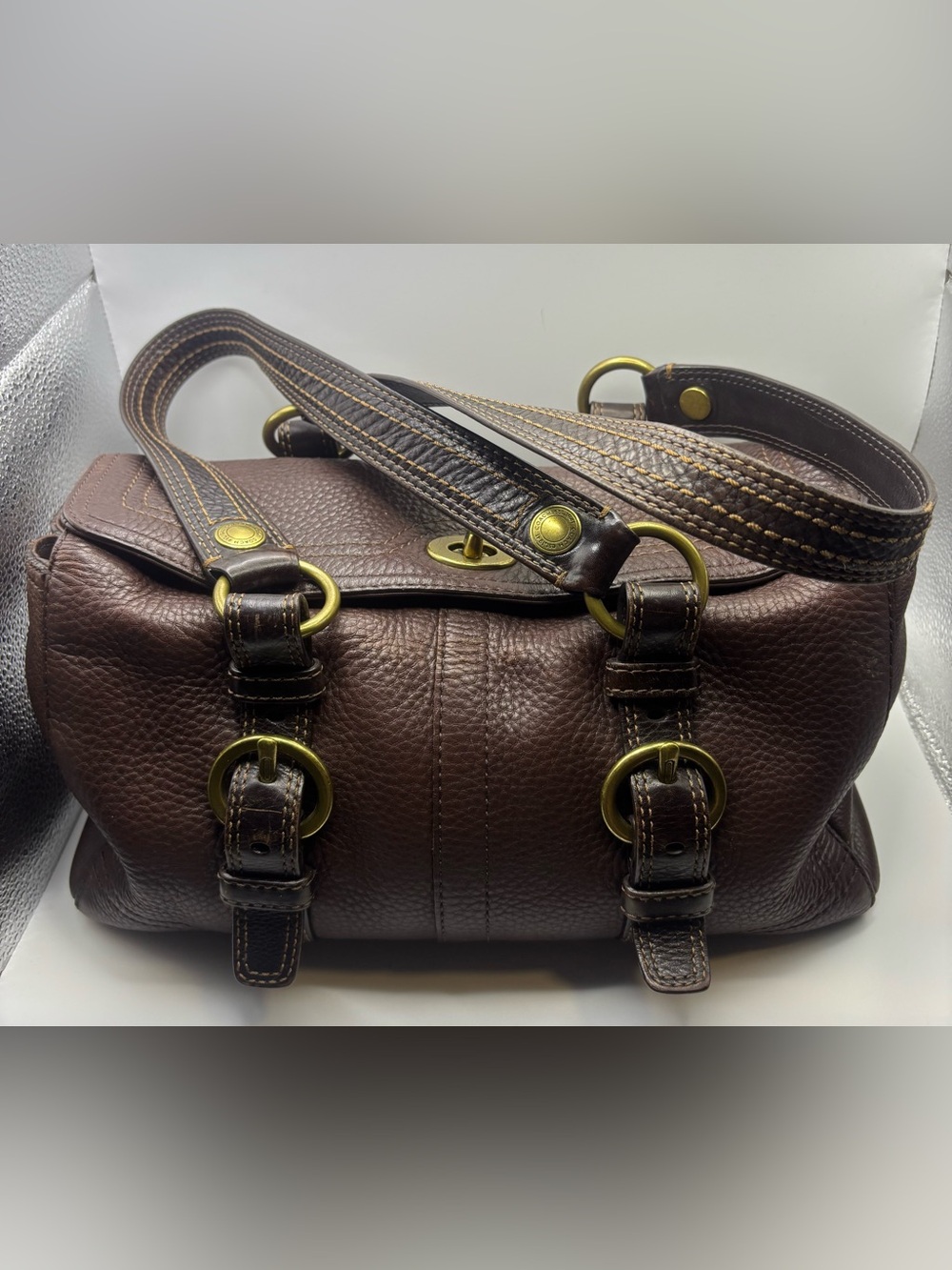 Coach Chelsea Pebbled Brown Leather Shoulder Bag  Y2K 2007